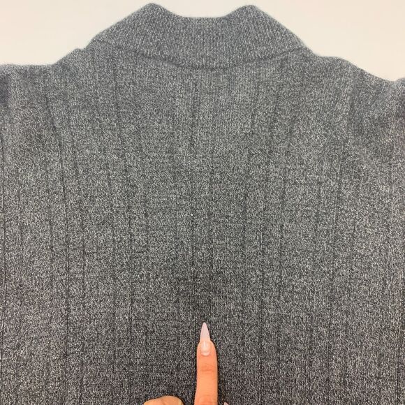 Franco Danti Sweater Mens L Large Charcoal Gray Rayon & Merino Wool Blend Ribbed - Picture 6 of 8